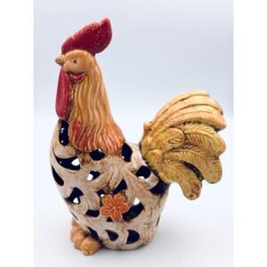 Handcrafted Ceramic Rooster Luminary Country Rustic Farmhouse Candle Holder